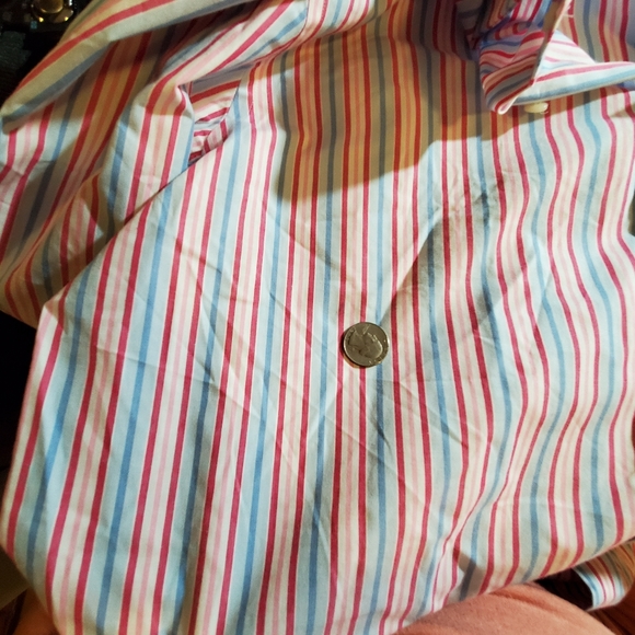 Seaward & Stearn London, L, 36, pastel stripe LS spread collar dress shirt - Picture 10 of 11